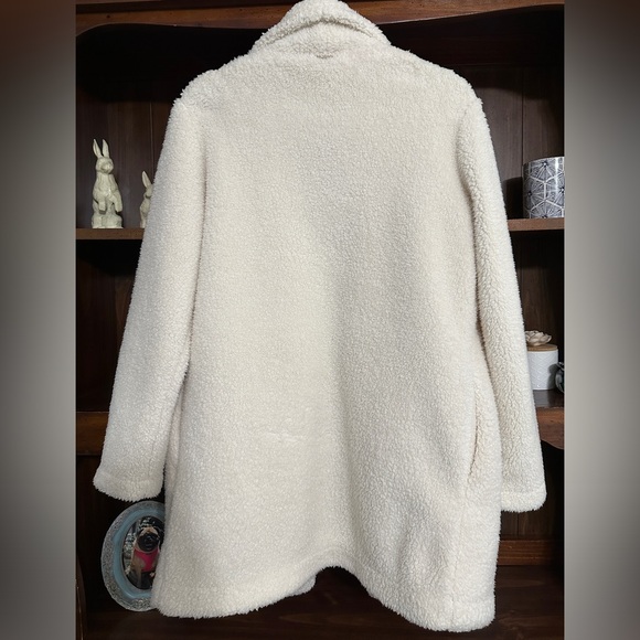 Calvin Klein Oversized Cream Fleece Fly Away Jacket Size Small - Picture 2 of 10